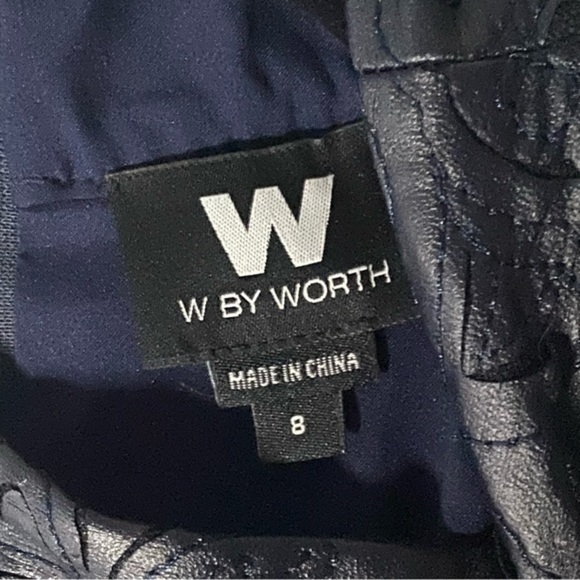 NWT $289 W by Worth Metallic Navy Paisley Halter Dress - Size 8 - Picture 7 of 11